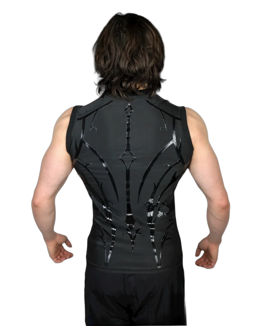 Genesis Compression Blue Soul sleeveless tank, back view